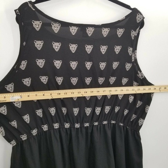 Dots leopard print high low dress womens plus size 24 black sleeveless blousan - Picture 7 of 12